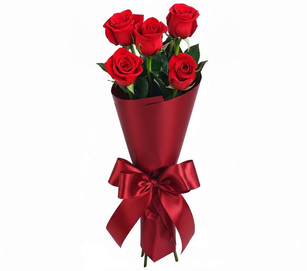 Букет 5 Красных роз Эдлесс Лав в Камбилеевском
