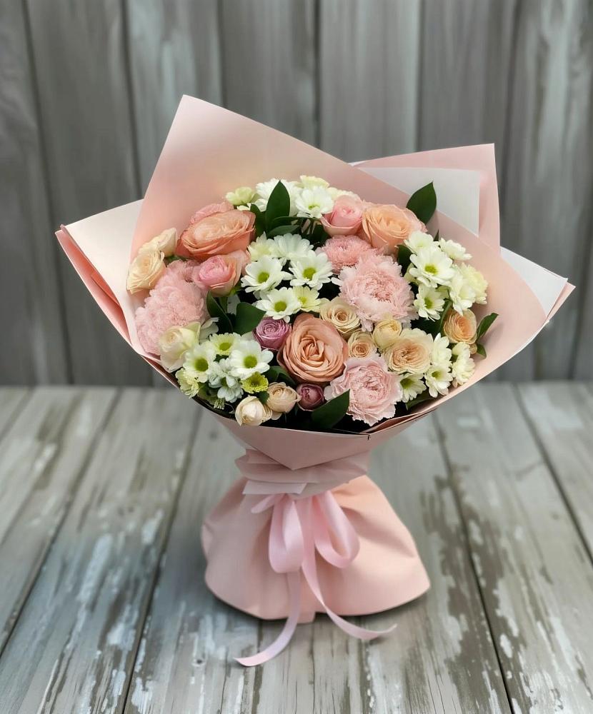 Букет цветов из: Гвоздики, Розы и Хризантемы в Камбилеевском