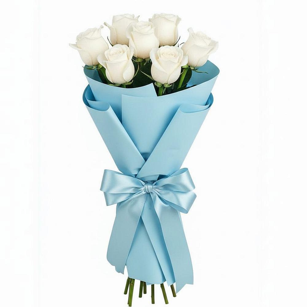 Букет 7 белых роз Проуд в Камбилеевском
