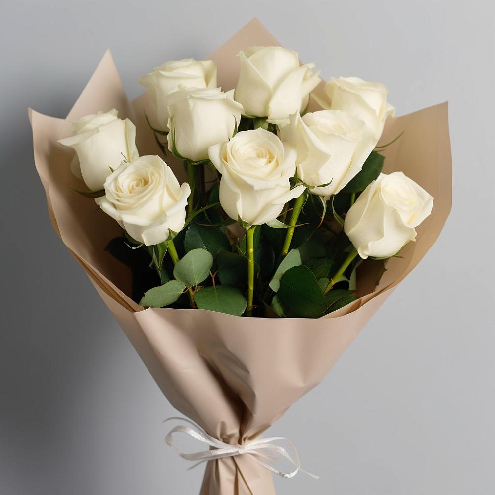 Букет 9 Белых роз Эдлесс Лав в Камбилеевском