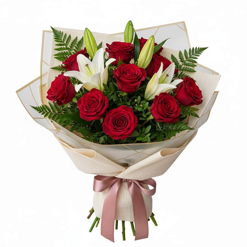 Букет цветов из: Лилии и Розы в Камбилеевском