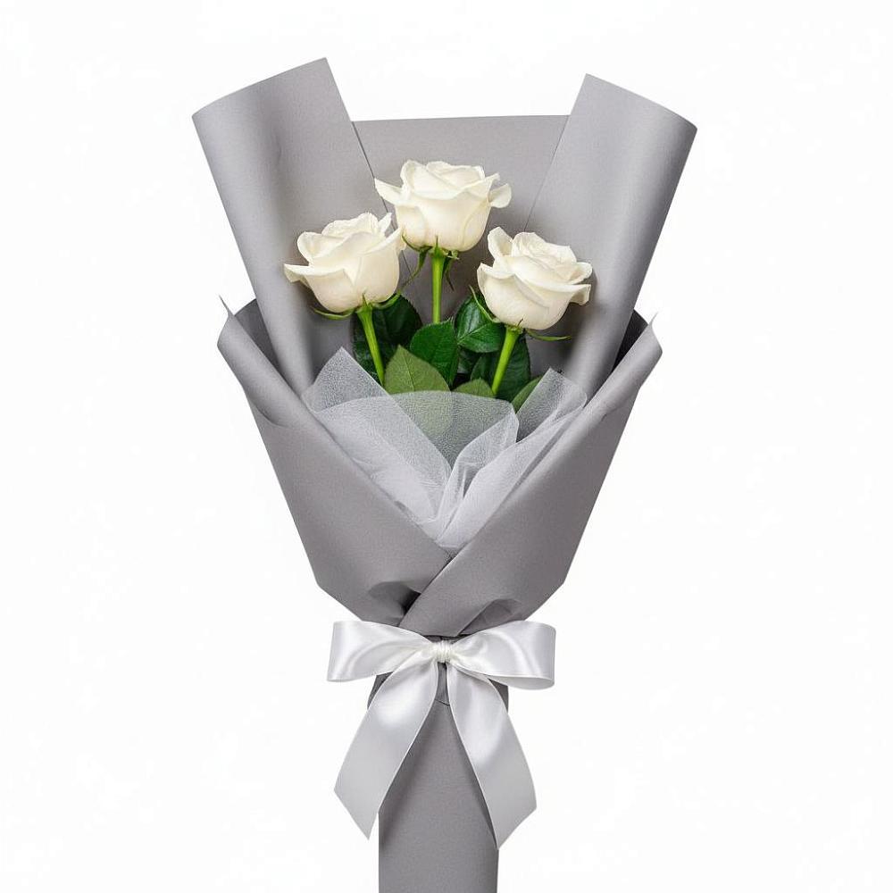 Букет 3 белые розы в Камбилеевском